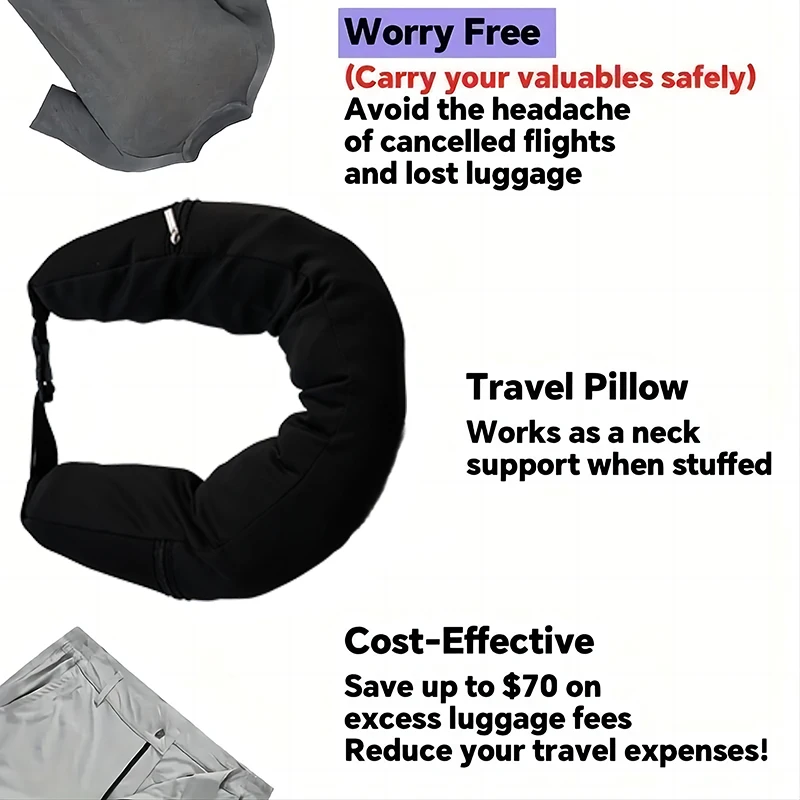 Multifunctionele crossbodytas voor nekkussen, unisex studentenreispakket, handige, ruimtebesparende kussentas