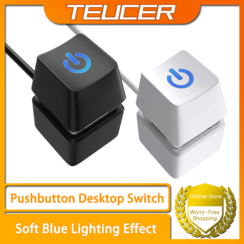 Interruptor de escritorio para ordenador, placa base de PC LED azul de 1,8 m, Cable de extensión de botón de encendido y apagado de arranque externo para el hogar y la Oficina