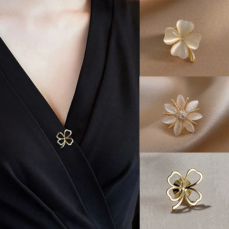 Conjunto de broches de moda para mujer, broches con lazo de flores, Pin de solapa antideslumbrante de Metal, alfileres fijos para ropa, suéter, abrigo, accesorios de ropa
