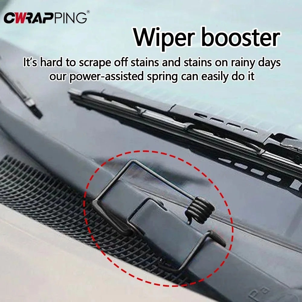 2PCS รถ Wiper Booster ฤดูใบไม้ผลิ Wiper Arms Protector เครื่องมือยางโลหะผสมที่ปัดน้ําฝน Universal Wipers Springs รถอุปกรณ์เสริม