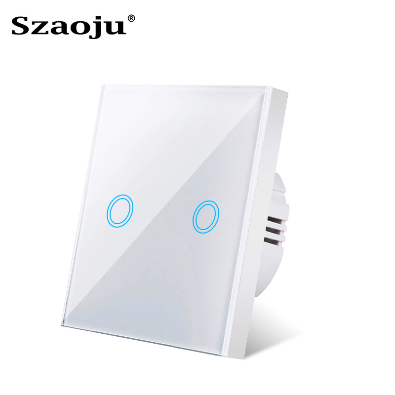 EU 터치 스위치 센서 스위치 중성선 필요 없음 벽 램프 전등 스위치 1/2/3 Gang AC100-240V LED 크리스탈 유리 패널