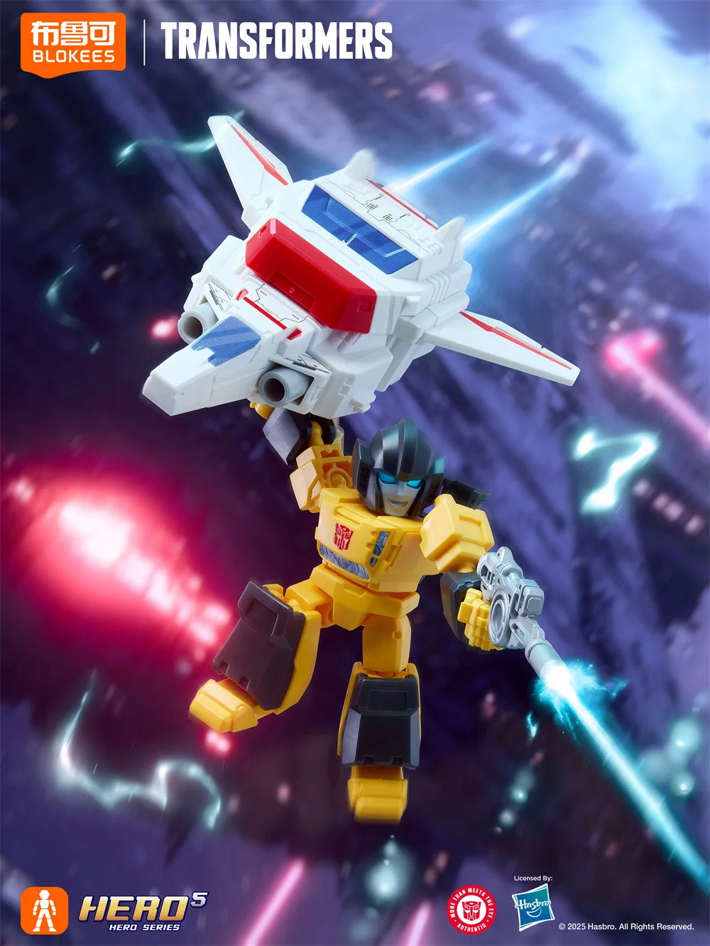 Blokees originais transformação um blocos de construção optimus prime megatron bumblebee shockwave caixa cega figura coleção brinquedos