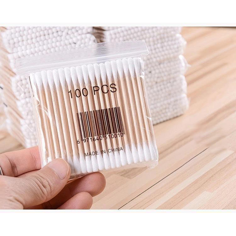 500 Uds hisopo de algodón de doble cabeza maquillaje de mujer punta de bastoncillos de algodón para palos de madera limpieza de nariz y oídos herramientas de cuidado de la salud