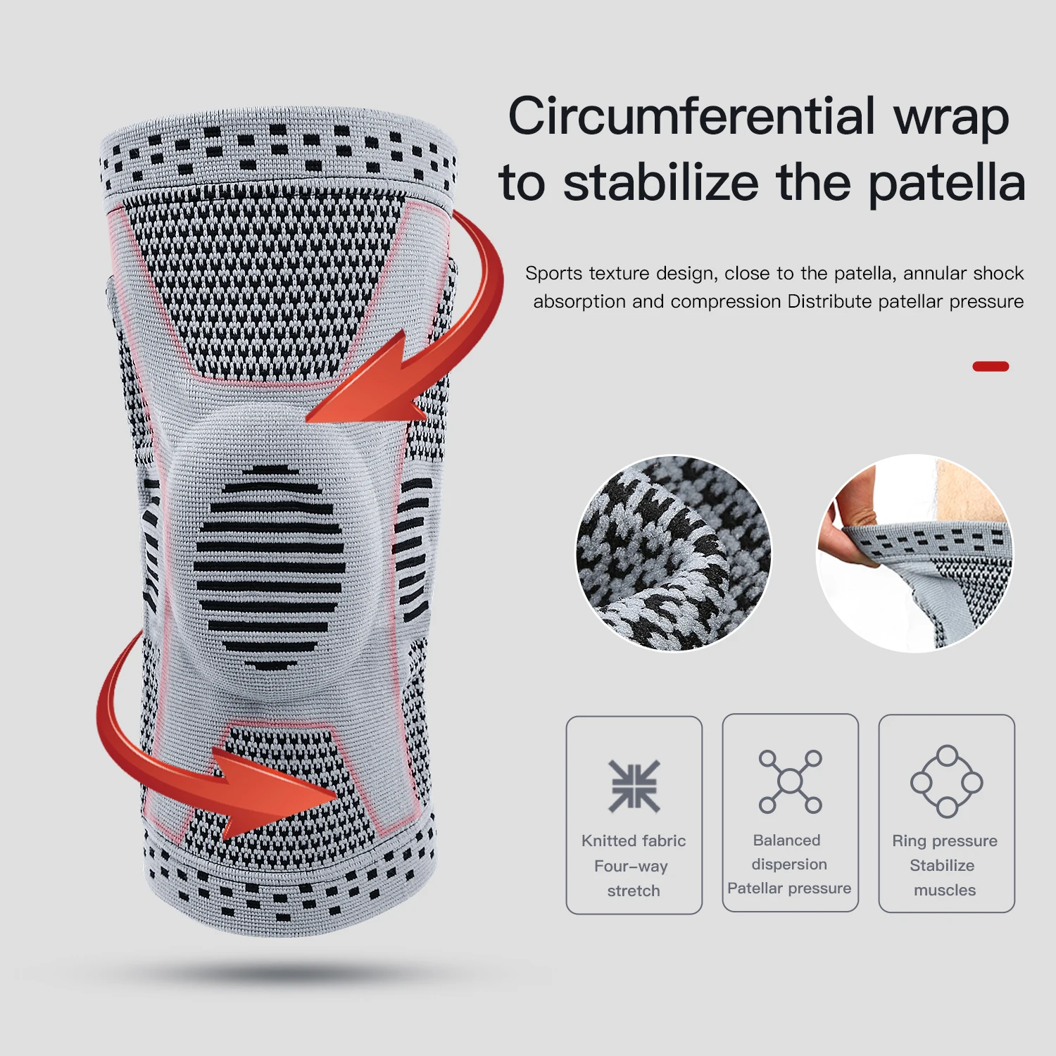 1 pz molla in silicone supporto completo per ginocchio supporto pazzo rotula forte protezione dalla compressione del menisco per uomini donne che corrono sport