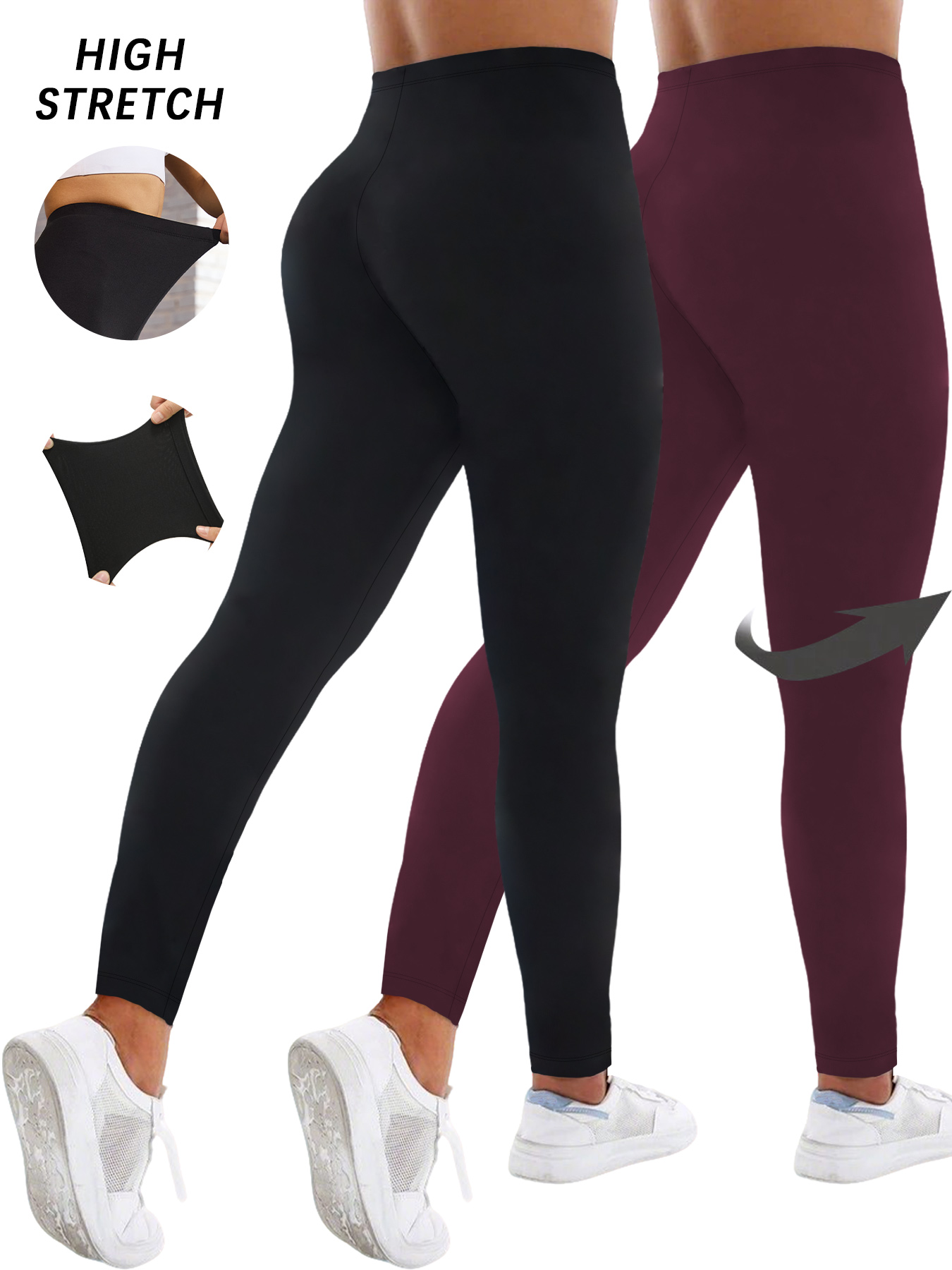 2er-Pack superweiche Damen-Leggings mit hoher Elastizität, nicht durchsichtig, für Workout, Yoga, Laufen, Sport, Push-Up, Fitnessstudio, Fitness