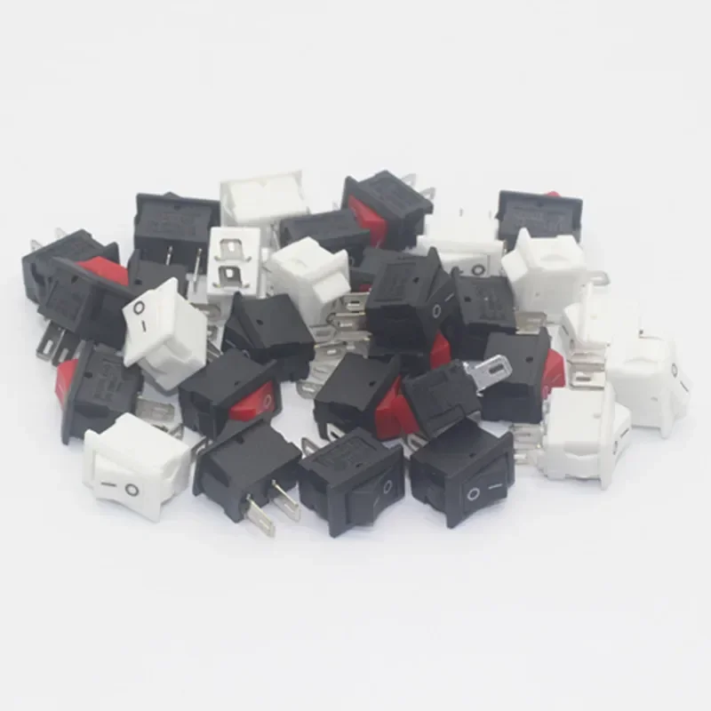 5 uds interruptor de botón 10x15mm SPST 3Pin 3A 250V KCD11 Mini interruptor basculante de encendido/apagado a presión 10MM * 15MM negro rojo y blanco DIY
