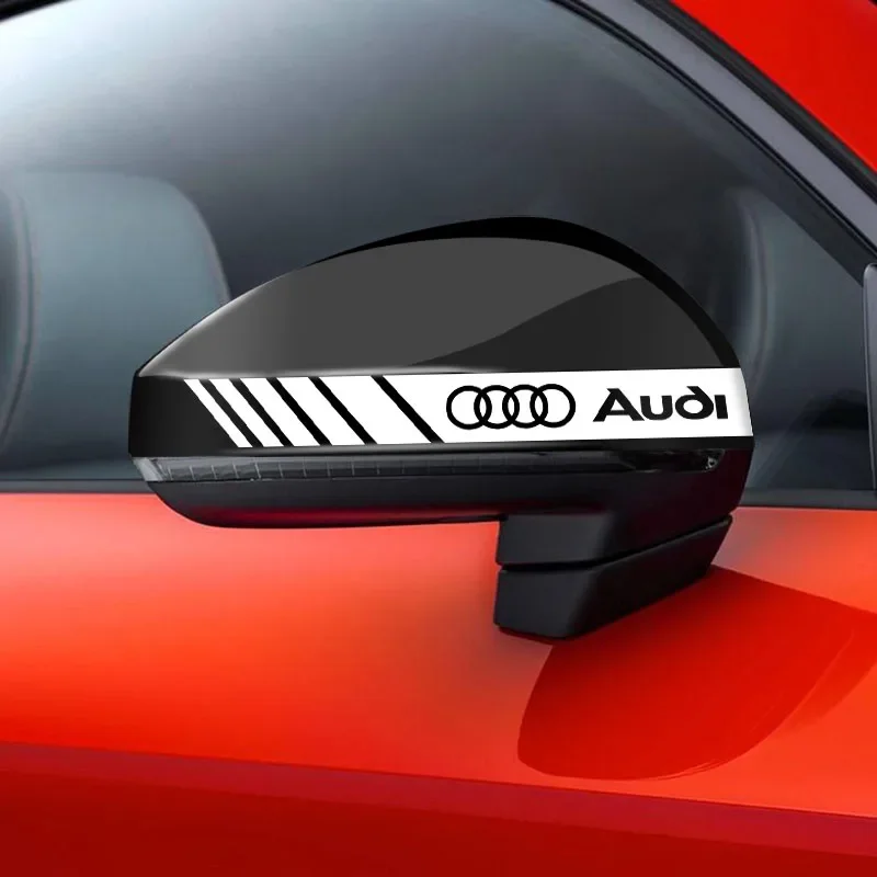 2PCS Car Styling Rearview Mirror Decoration Sticker QUATTRO Emblems for Audi Sline RS A3 A4 B8 8P 8V B6 A5 A6 C7 Q5 B9 B7 C6 A1
