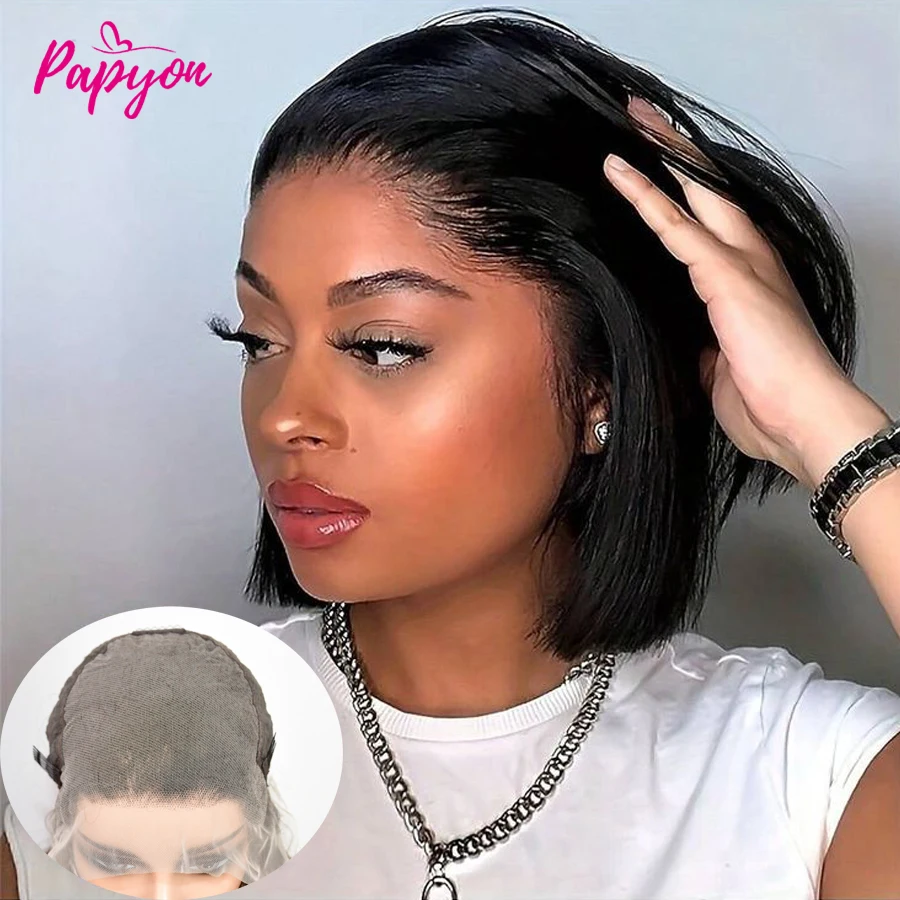 Perruque Courte 13X6 Transparent Bob Wig Perruques Cheveux Humains Wigs Human Hair Cheveux Humain Naturel 100% Human Hair