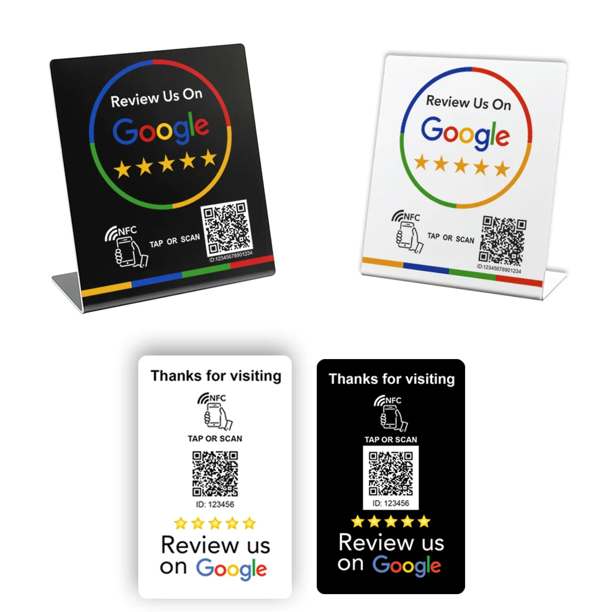 NFC 215 Programmeerbare QR-code TAP Google Review Acrylstickers Kaart NFC-stationtabel 13,56 MHz Waterdichte NFC-standaard Review-kaart