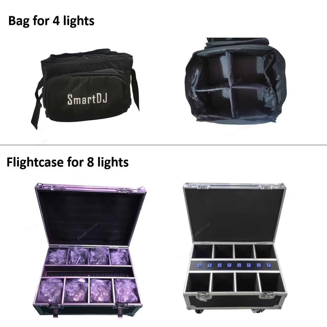 4pcs Wireless Battery Par Light with Bag 6x18W RGBWAUV 6IN1 Remote Portable Par LED Stage Effect Light