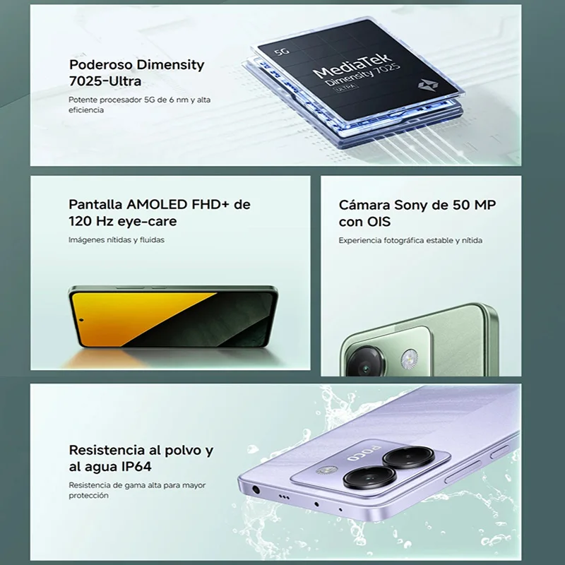 【Marke+】Neueste POCO M7 Pro 5G Global Version Dimensity 7025-Ultra 120Hz FHD+ Augenpflege AMOLED Display 5110mAh Akku NFC