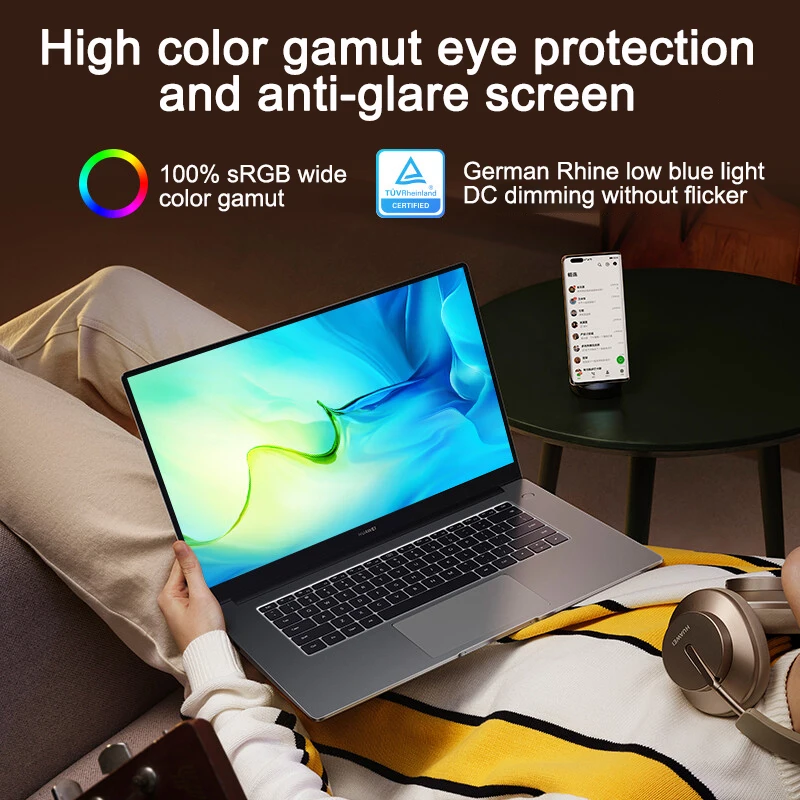 2022 HUAWEI MateBook D15 Netbook 15.6 Inch i5-1240P/i7-1260P 16GB 512GB Laptop Iris Xe Graphics Wifi 6 SSD LPDDR4X
