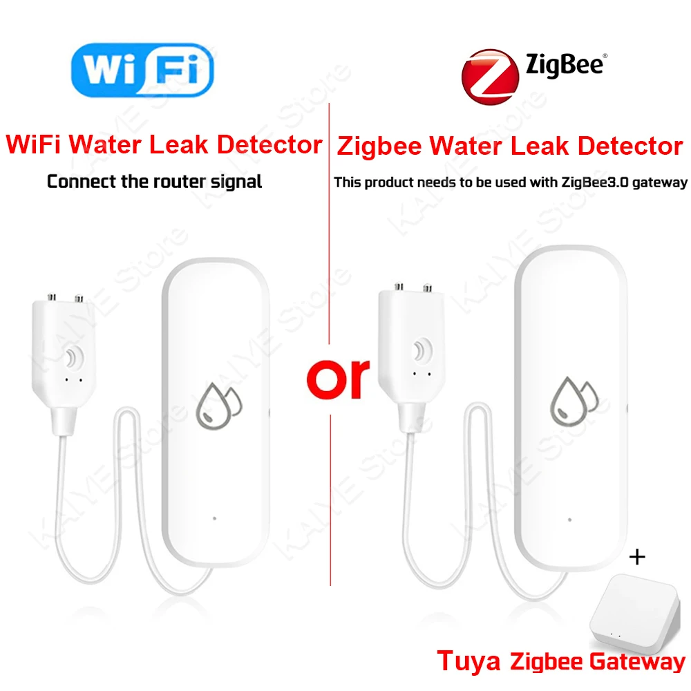 Tuya WiFi inteligente Zigbee Sensor de fugas de agua alarma Detector de nivel de agua Sensor de fugas de inundación sistema de seguridad de Control de aplicación Smart Life