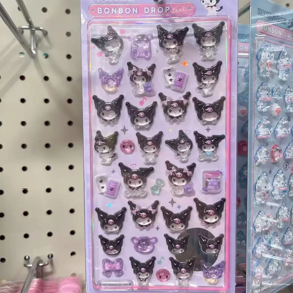 Anime Sanrio Kuromi Hellokitty Hangyodon Cinnamoroll 3D Transparent Jelly Sticker Crystal Decorative Stickers Phone Case Diy Toy