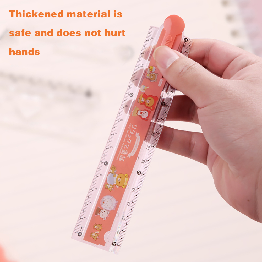 Regla recta plegable de oso de dibujos animados Kawaii, 30cm, papelería bonita de medición, herramienta de dibujo multifunción DIY, suministros escolares y de oficina