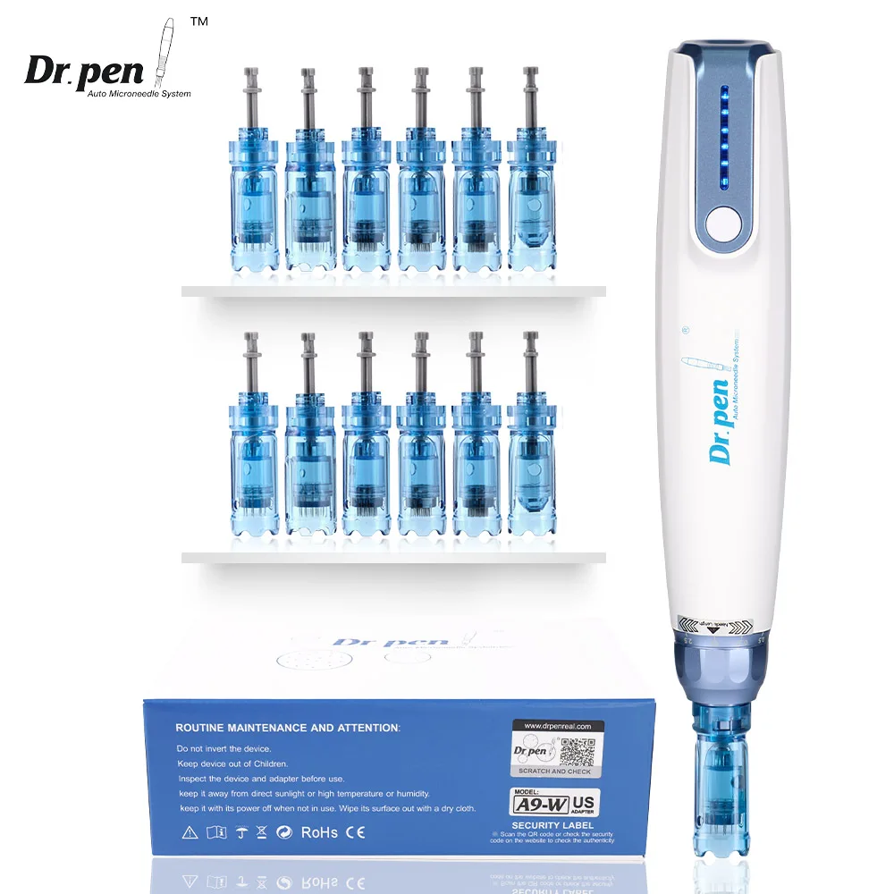Xác Thực Tiến Sĩ Pen Ultima A9 Không Dây Microneedling Bút MTS Trị Liệu Derma Tự Động Bút Mặt Chăm Sóc Da Bằng Lưỡi Lê Derma Hộp Mực
