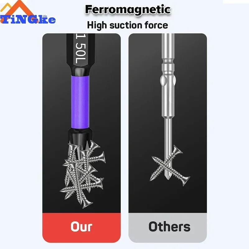 Anti-shock Strong Magnetic Screwdriver Bits D1 High Hardness Batch Head Non-slip Impact Driver Bit Sets for Power Drilling Tools