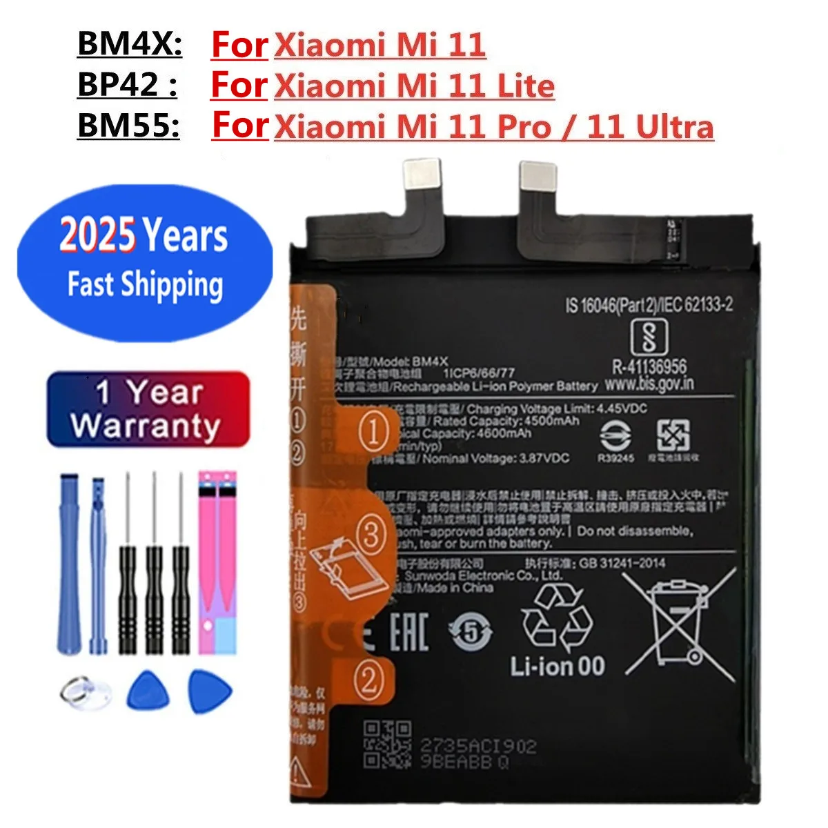 Ban Đầu BP42 BM4X BM55 Pin Thay Thế Xiaomi Mi 11 Mi11 Lite / Xiaomi11/ Xiaomi11 Pro/ Xiaomi11 Cực pin Điện Thoại