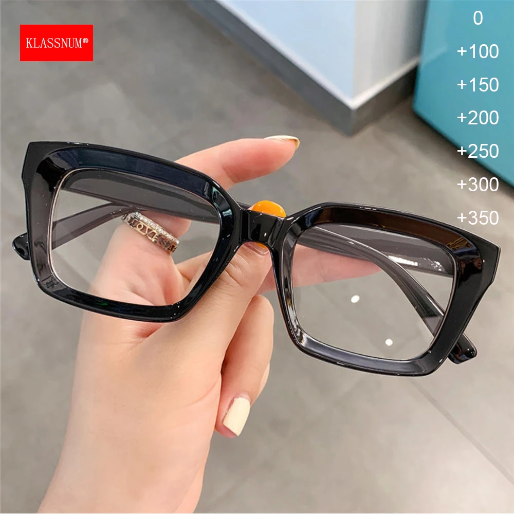 Klassnun-gafas de lectura cuadradas de gran tamaño para mujer, lentes de aumento con montura grande, presbicia, dioptrías + 1,0 ~ + 3,5