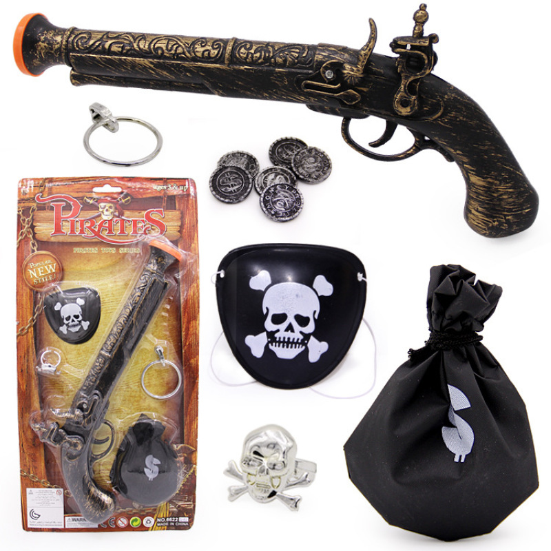 Pistola pirata de Halloween, juego de pistola de juguete de plástico para niños, regalo de pirata para Cosplay