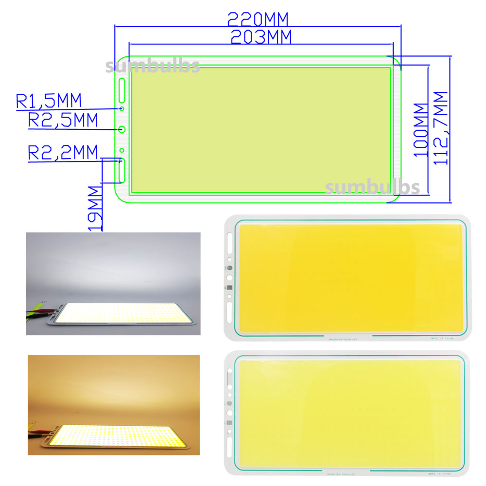 COB LED Bulb Strip Panel, Módulo Chip, Diode Bar, Lâmpada de Forma Redonda para DIY, Mesa, Iluminação Car Fashion, Todo o Tamanho 2-200W, DC 12V