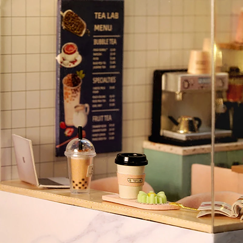 นมชามินิตุ๊กตาบ้านชุด DIY สําหรับทําของเล่น Handmade 3D ปริศนาประกอบของเล่นของขวัญวันเกิดงานฝีมือไม้ตุ๊กตา