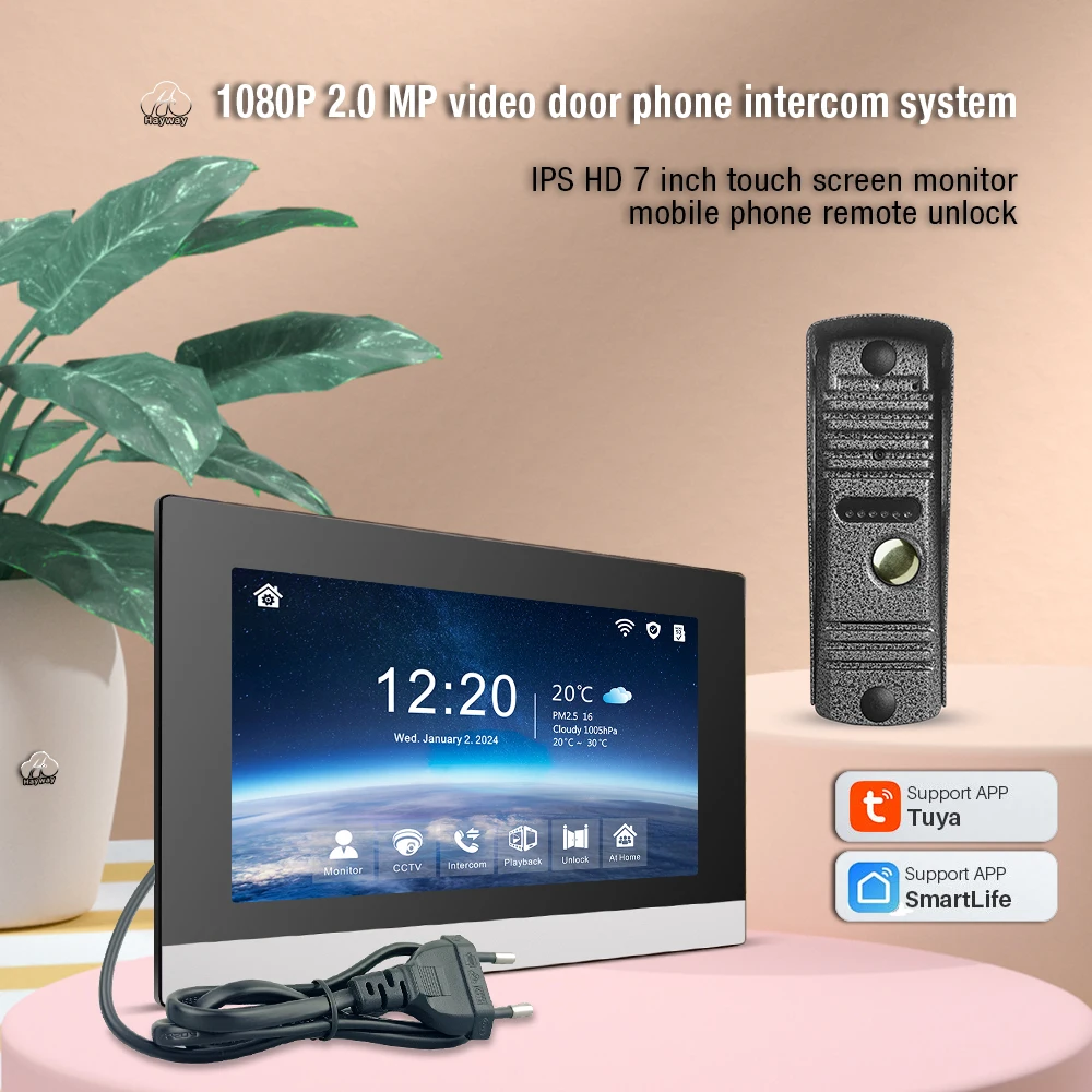 Hayway Home Video Intercom 1080P Video Türklingel Kamera Für Wohnung 7 "Tuya Smart Full Touch Monitor Unterstützung bewegungserkennung