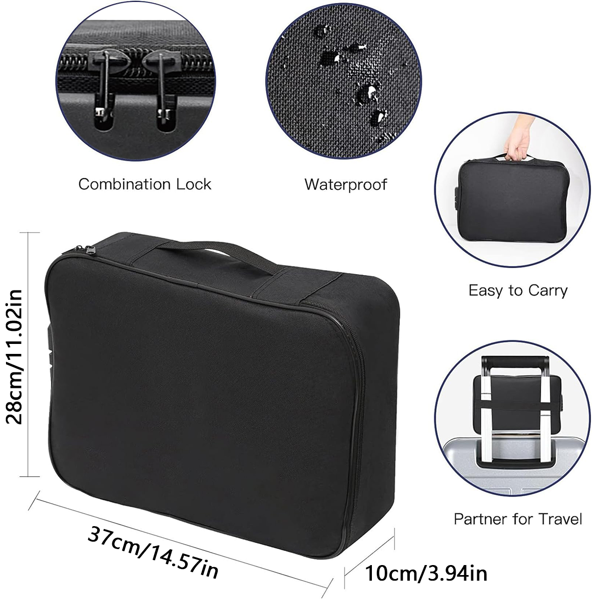 Document briefcase, 3-layer lockable storage bag, men's women's bag, wallet, passport, home security function storage box.-zmt