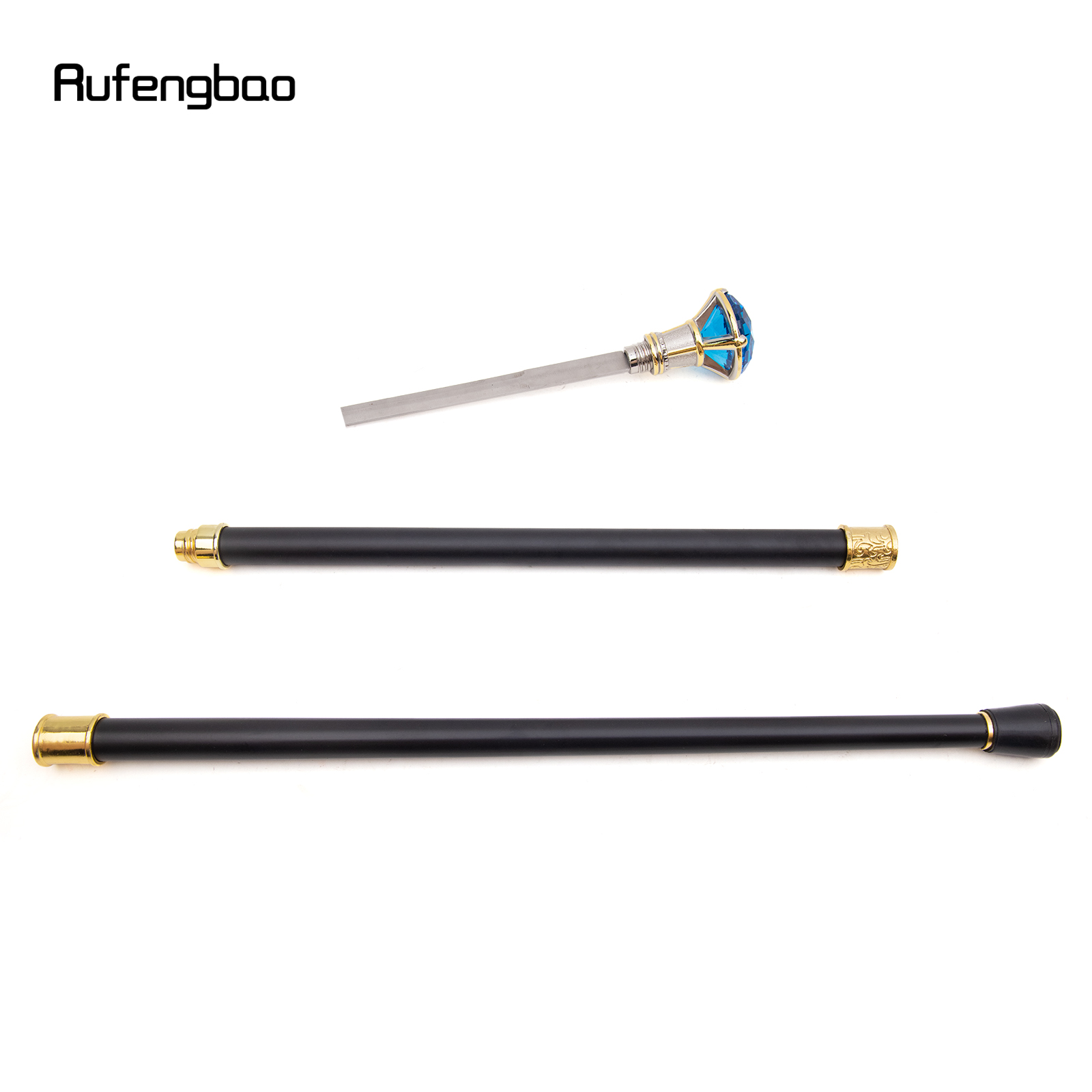 隠しプレート付き自己防衛杖,杖プレート,ブルーダイヤモンドタイプ,ゴールドホワイト,コスプレ,ファッション,90cm