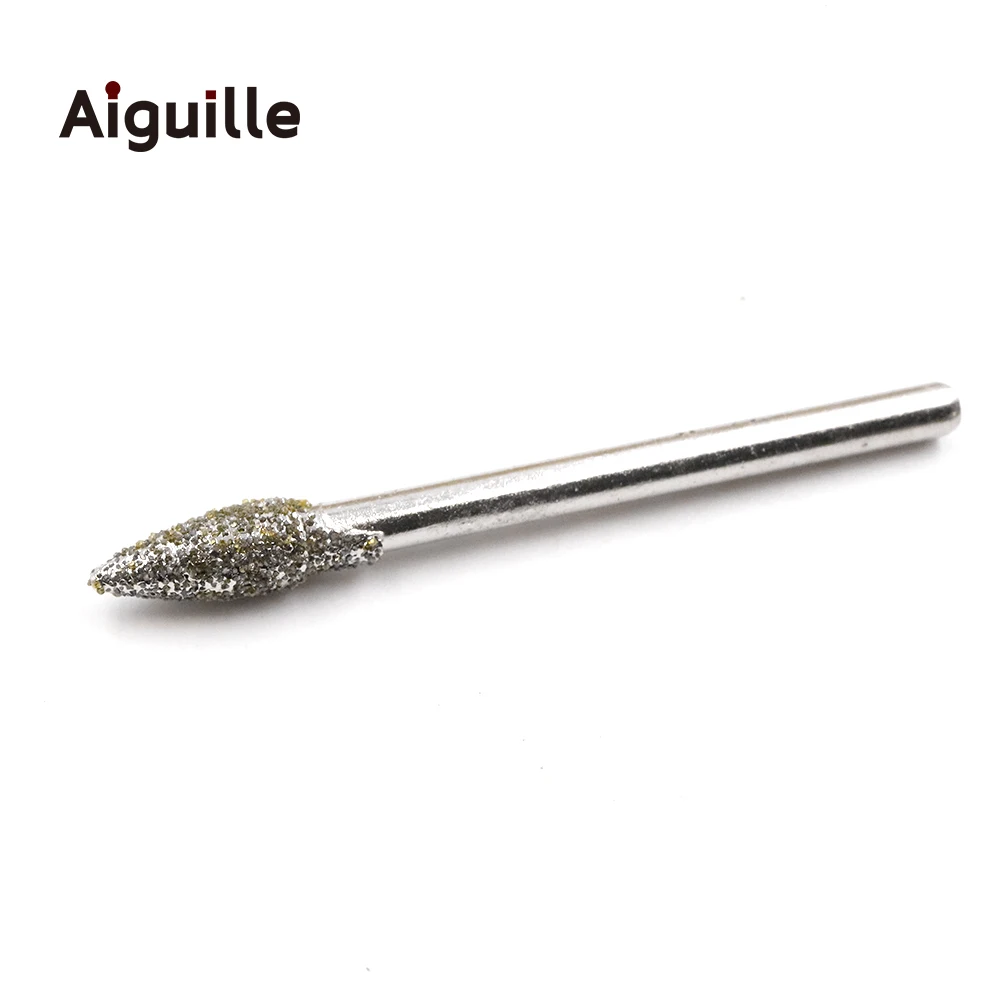 Aiguille 50pcs grit#80 Diamond Grinding Burr Diamond Grinding Point grinding trimming polishing points dremel Bits
