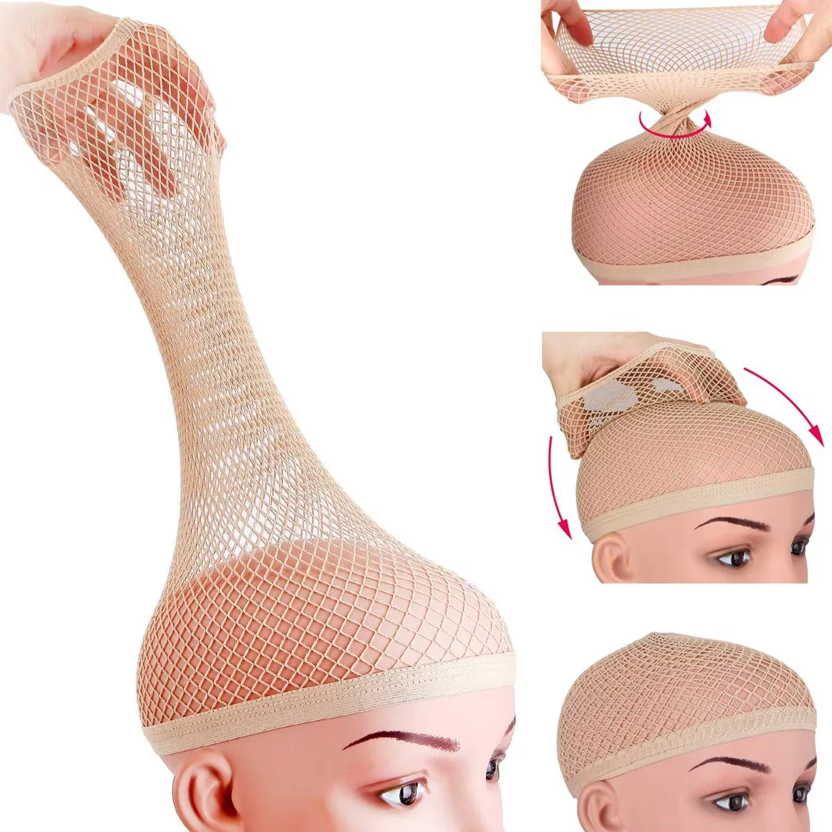 Red para el cabello de nailon, nuevas redecillas elásticas para el cabello, gorros de peluca tejidos de malla de moda para mujeres, herramientas para hacer peluca