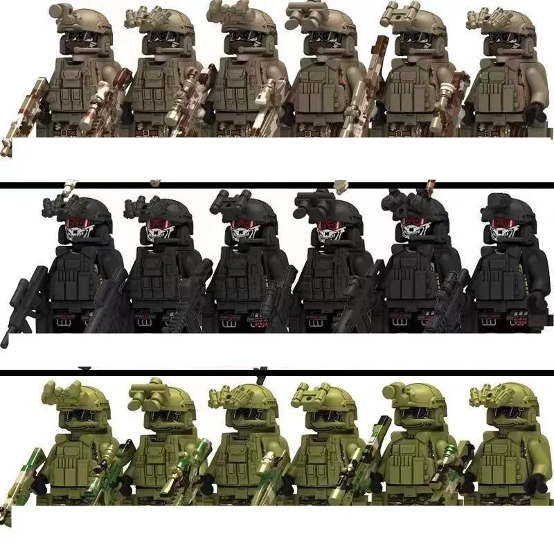 Военный спецназ MOC, строительный блок SWAT Ghost, фигурки коммандос, полицейские солдаты, армейский пистолет, оружие, детские игрушки, подарки