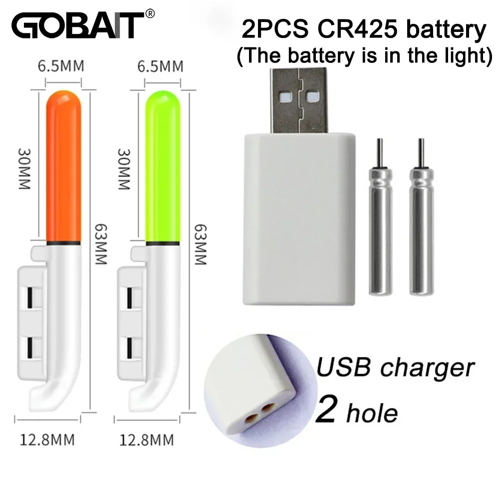 Canna da pesca elettronica Stick Flash Light CR425 Batteria al litio da 3,6 V LED Carica USB rimovibile Attrezzatura notturna impermeabile luminosa