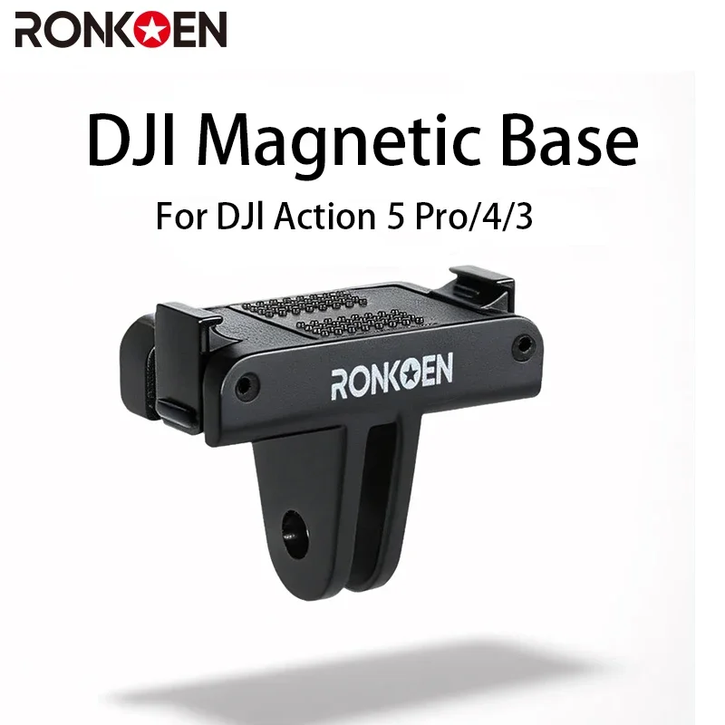 Ronkoen-Base adaptadora magnética de liberación rápida para DJI Osmo Action 3/4/5 Pro, adaptador de montaje de dos garras plegable de liberación rápida