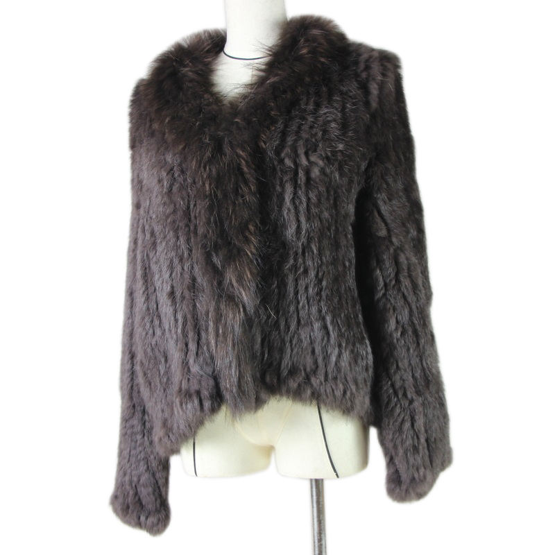 Harppihop-本物のウサギの毛皮のジャケット,ニット,女性用,アライグマの毛皮の襟,トレンチアウター,ファッショナブルなストリートパーティージャケットc918