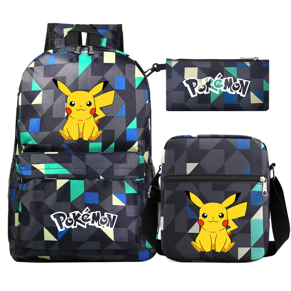 Nowy plecak Pokemon Pikachu 3 szt. Plecak szkolny dla dzieci wodoszczelny tornister studentów Mochila Escolars