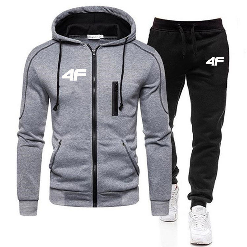 2025New-Conjuntos de Otoño Invierno para hombre, Sudadera con capucha y pantalones con cremallera, chándal informal, ropa deportiva masculina, ropa de marca, traje deportivo