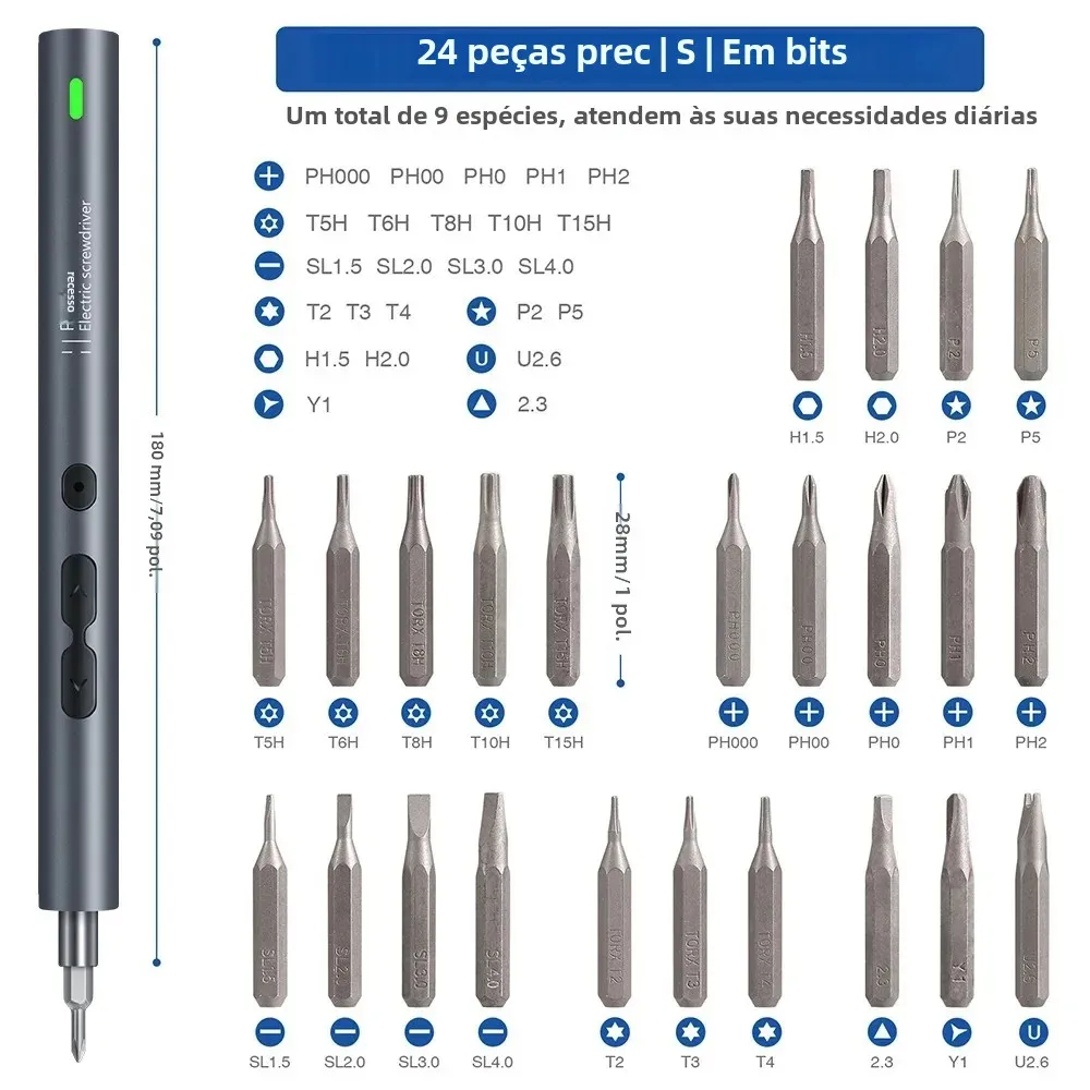 Conjunto de chave de fenda elétrica 28/62 em 1, kit de ferramentas elétricas de precisão, recarregável, sem fio, mini pontas pequenas para reparo de células móveis xiaomi