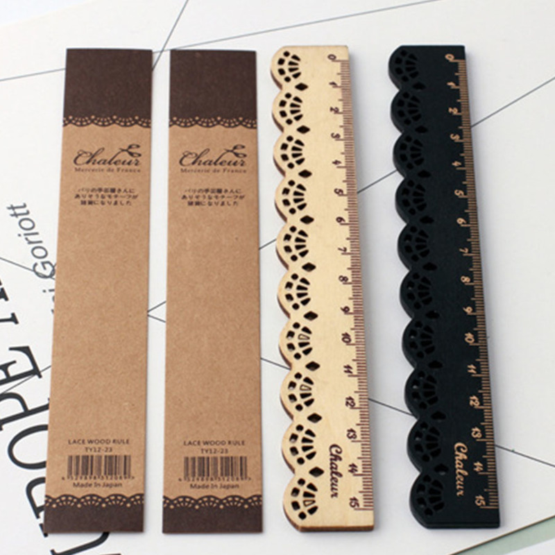 1 Piece Wood Lace Straight Ruler Office School Supply Ellen Brook Drawing Sewing Vintage