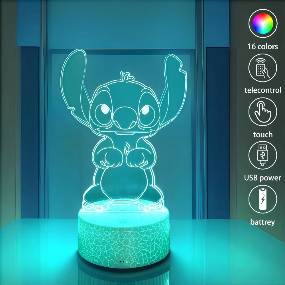 Lampada touch a led carina Anime Stitch Gaming Decorazione camera da letto Luci notturne USB Compleanno per bambini Regalo personalizzato Arredamento estetico della camera