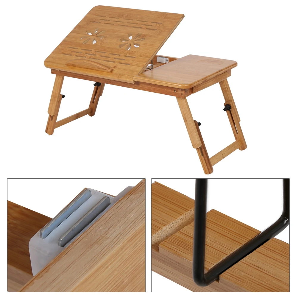 Bed Desk Bed Lap Desk Laptop Bed Desk Adjustable Bamboo Rack Shelf Dormitory Bed Lap Desk Portable Book Reading Tray Stand