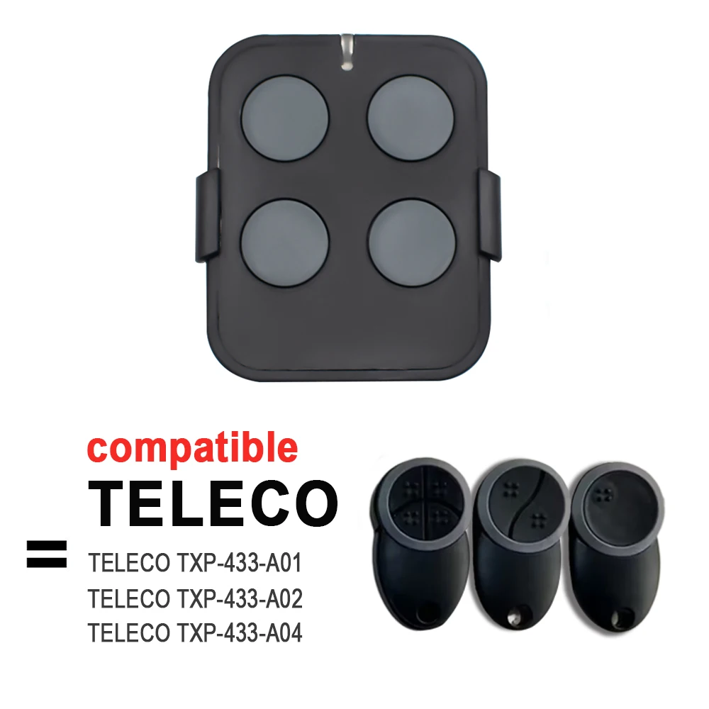 TELECO TXP-433-A01 TXP-433-A02 TXP-433-A04 mando a distancia para puerta de garaje, transmisor de código rodante, llavero, 433,92 MHz