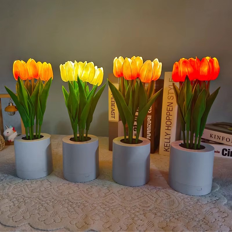 Lámpara de mesa creativa para dormitorio, girasol Artificial recargable por USB, decoración de cabecera para el hogar, regalo de cumpleaños para novia, luz nocturna