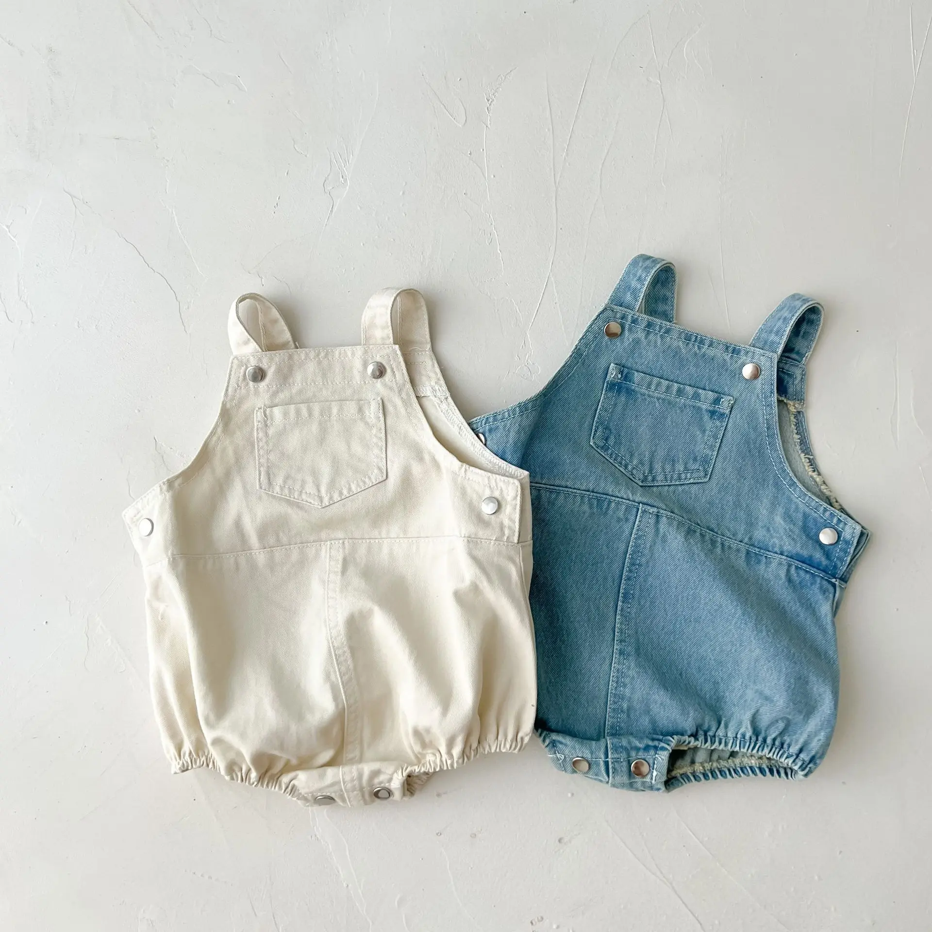 Primavera e outono bebê recém-nascido meninos e meninas cowboy sem mangas macacão crianças onepiece moda roupas de bebê