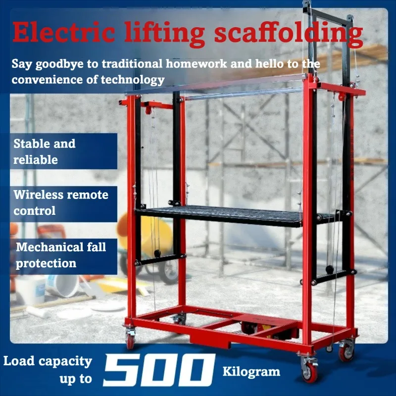 500KG Loading Capacity Electric Scaffolding Lift With Remote Control Folding Mobile Platform For Home Renovation Construction