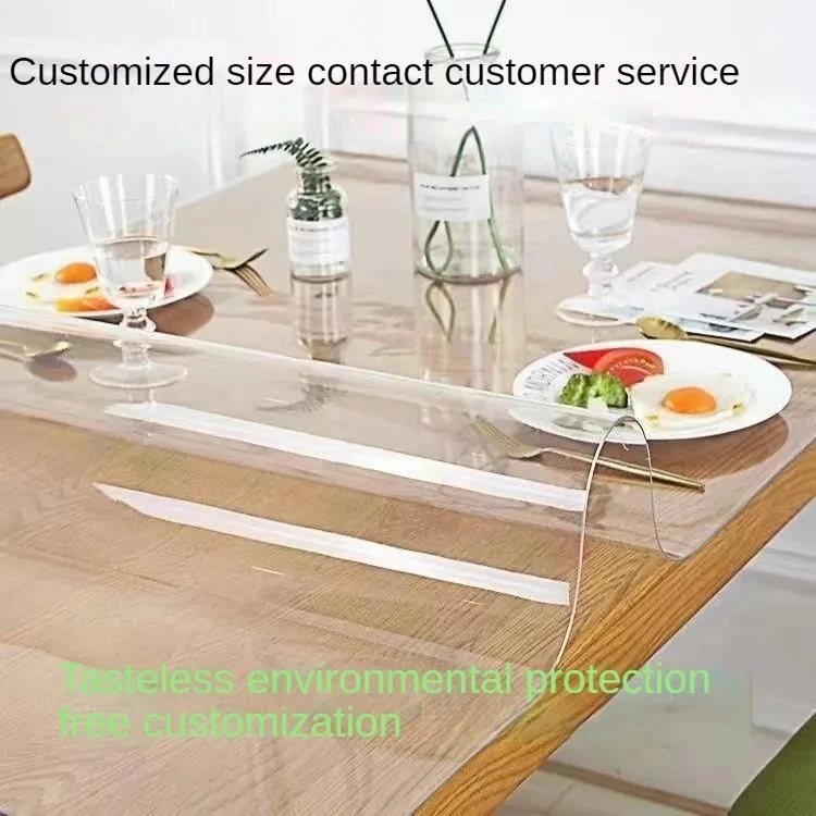 Soft Glass Table Cloth 3.0mm soft PVC Transparent Tablecloth Waterproof Rectangular Table Cover Pad Kitchen Oil-Proof Table Mat