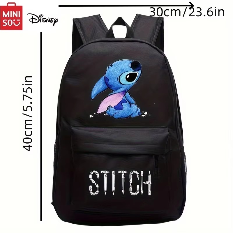 MINISO Plecak z motywem Disney Stitch Wytrzymały, lekki plecak szkolny podróżny inspirowany kreskówkami, z bezpiecznym zamkiem błyskawicznym
