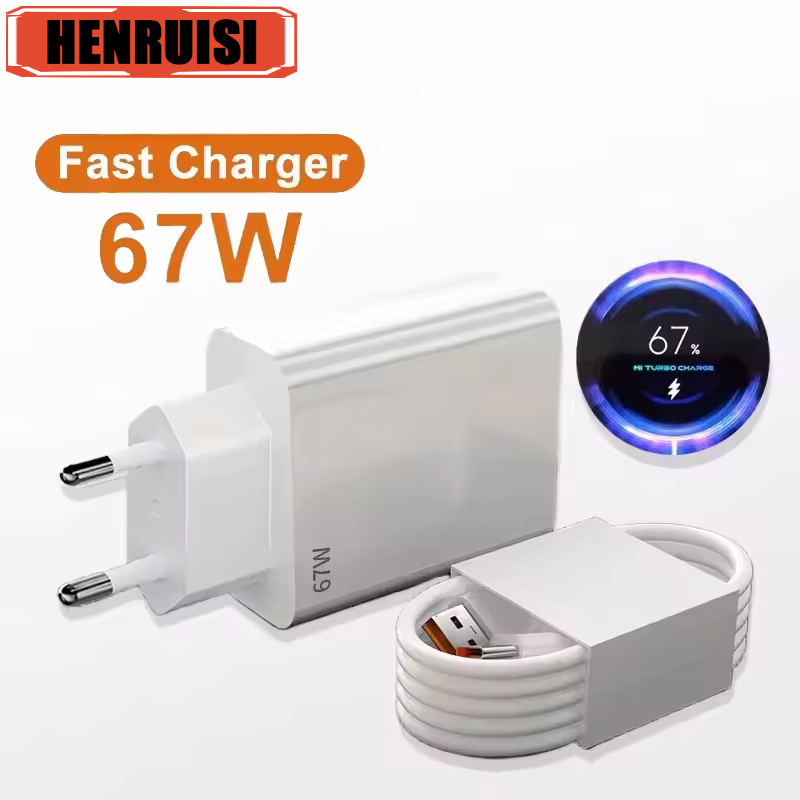 67W USB Fast Charger Power Adapter With 6A Type C Cable For Xiaomi 14 15 Mi 11Pro MIX Fold 12 11 Ultra Redmi note11 pro Tablet