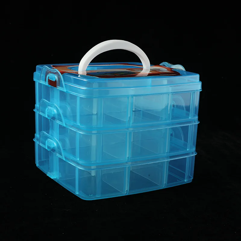 3 Layers 18 Compartments Clear Storage Box Container Jewelry Bead Organizer Case Plastic Empty Box Multifunction Tool Case 3 La