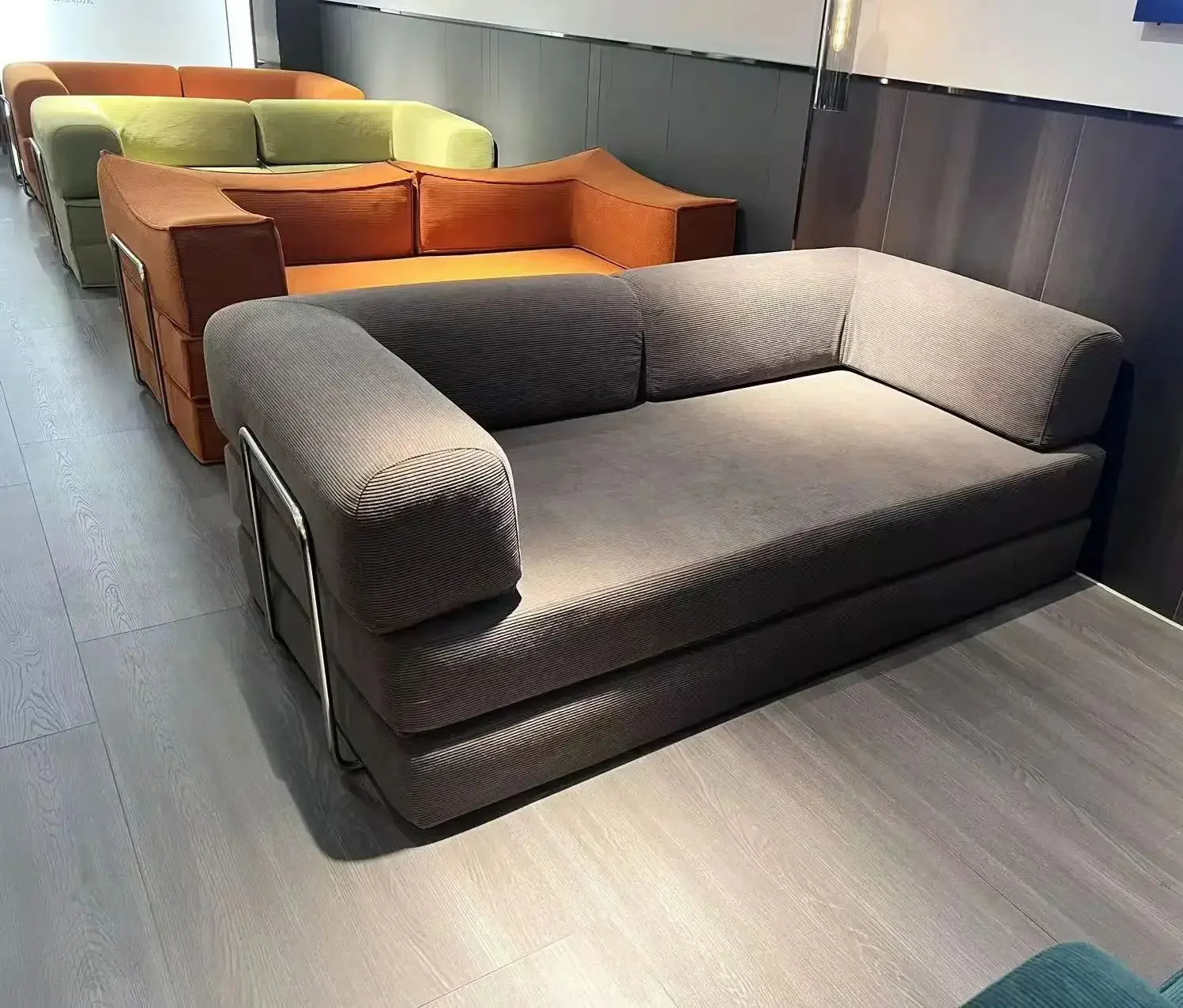 150cm Modern Style Air Compression Fabric Flannel Deformable Modular Couch for Living Room Sectional Composable Teddy Sofa Bed